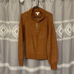 Nine West Burnt Orange Zip Sweater XS